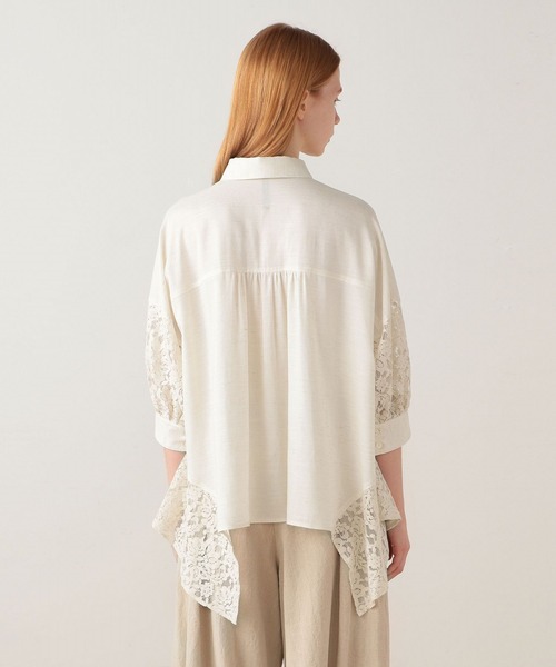 FRAPBOIS（フラボア）の「リネンレース ブラウス（シャツ/ブラウス・レディース・ブラック/キナリ・1/0）」の5枚目の写真