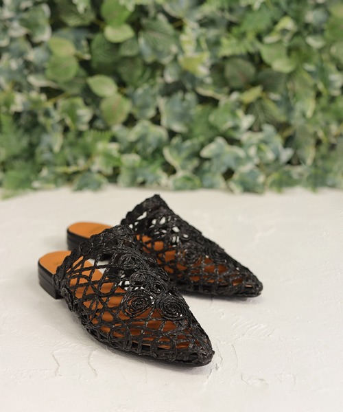 SESTO（セスト）の「ストローレース編みのスリッパフラットサンダル（サンダル・レディース・ベージュ/ブラック/ホワイト・3L/S/M/LL/L）」の7枚目の写真