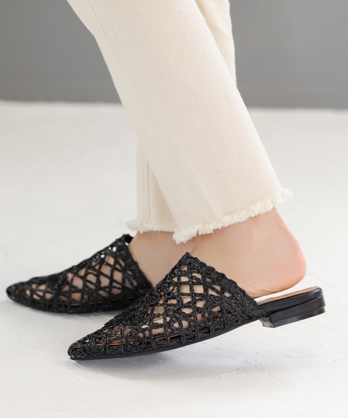 SESTO（セスト）の「ストローレース編みのスリッパフラットサンダル（サンダル・レディース・ベージュ/ブラック/ホワイト・3L/S/M/LL/L）」の10枚目の写真