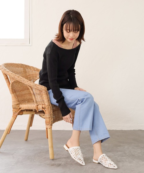 SESTO（セスト）の「ストローレース編みのスリッパフラットサンダル（サンダル・レディース・ベージュ/ブラック/ホワイト・3L/S/M/LL/L）」の16枚目の写真