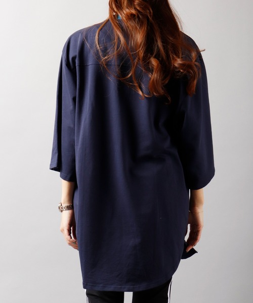 Growth by in the attic（グロウスバイインジアティック）の「【Growth by In the attic】ZIPビックポケット付き オーバーサイズ半袖Tシャツ（Tシャツ/カットソー・メンズ・ネイビー/ホワイト・M/L）」の9枚目の写真