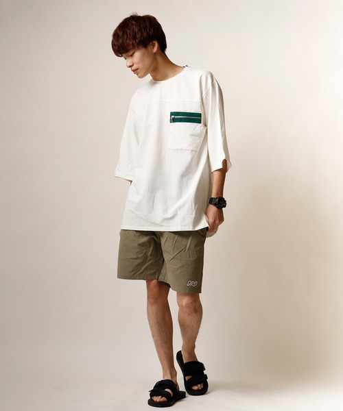 Growth by in the attic（グロウスバイインジアティック）の「【Growth by In the attic】ZIPビックポケット付き オーバーサイズ半袖Tシャツ（Tシャツ/カットソー・メンズ・ネイビー/ホワイト・M/L）」の15枚目の写真