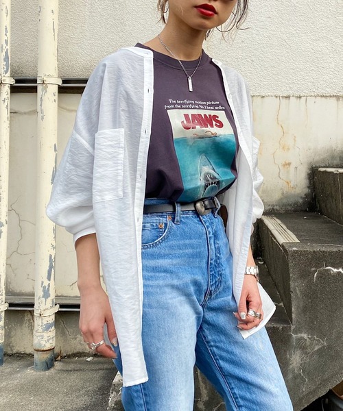 PAGEBOY（ページボーイ）の「バンドカラーシアーロングスリーブシャツ（シャツ/ブラウス・レディース・ブラック/オフホワイト/ライトグリーン/グレイッシュベージュ・FREE）」の8枚目の写真