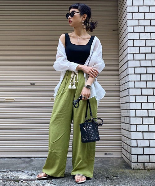 PAGEBOY（ページボーイ）の「バンドカラーシアーロングスリーブシャツ（シャツ/ブラウス・レディース・ブラック/オフホワイト/ライトグリーン/グレイッシュベージュ・FREE）」の11枚目の写真