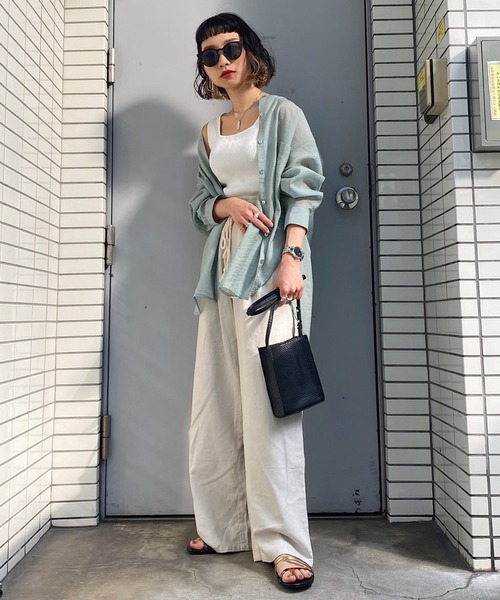 PAGEBOY（ページボーイ）の「バンドカラーシアーロングスリーブシャツ（シャツ/ブラウス・レディース・ブラック/オフホワイト/ライトグリーン/グレイッシュベージュ・FREE）」の17枚目の写真