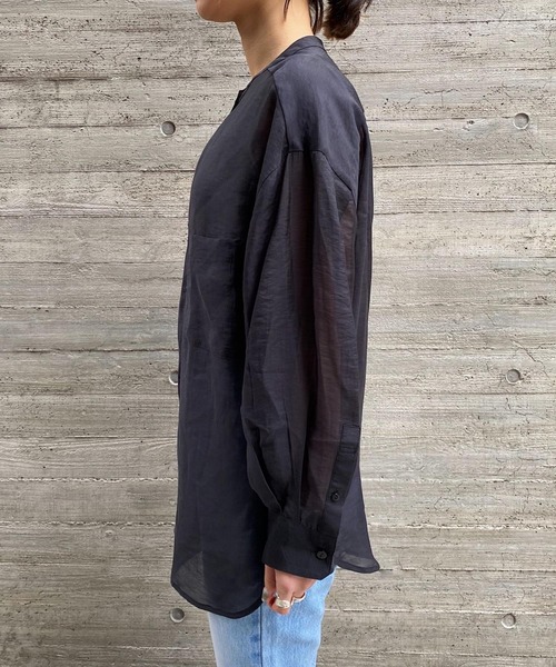 PAGEBOY（ページボーイ）の「バンドカラーシアーロングスリーブシャツ（シャツ/ブラウス・レディース・ブラック/オフホワイト/ライトグリーン/グレイッシュベージュ・FREE）」の19枚目の写真