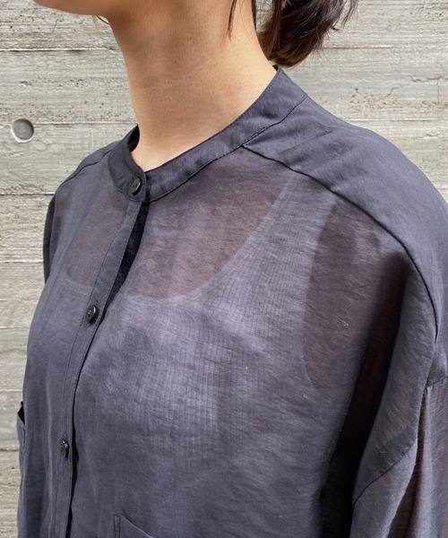 PAGEBOY（ページボーイ）の「バンドカラーシアーロングスリーブシャツ（シャツ/ブラウス・レディース・ブラック/オフホワイト/ライトグリーン/グレイッシュベージュ・FREE）」の21枚目の写真