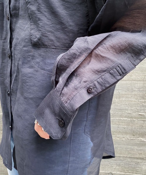 PAGEBOY（ページボーイ）の「バンドカラーシアーロングスリーブシャツ（シャツ/ブラウス・レディース・ブラック/オフホワイト/ライトグリーン/グレイッシュベージュ・FREE）」の22枚目の写真