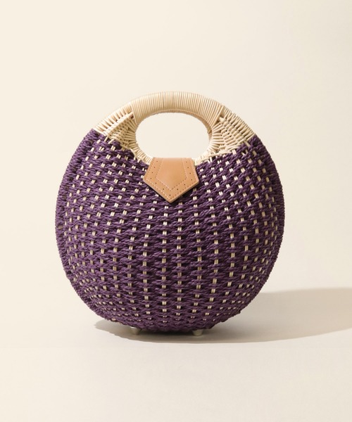 florist(フローリスト)の「ころんと丸い雑材カゴバッグ(ハンドバッグ・レディース・ホワイト/レッド/パープル/ブラウン/カーキ/ベージュ・FREE)」の5枚目の写真