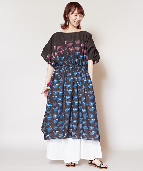 セール チャイハネ 木版プリント ビッグシルエットワンピース ワンピース チャイハネ チャイハネ のファッション通販 Zozotown