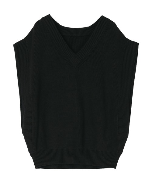 titivate（ティティベイト）の「ｵｰﾊﾞｰｻｲｽﾞVﾈｯｸﾆｯﾄﾍﾞｽﾄ（ニット/セーター・レディース・ライトベージュ/ブラック/オフホワイト/グレー・FREE）」の2枚目の写真