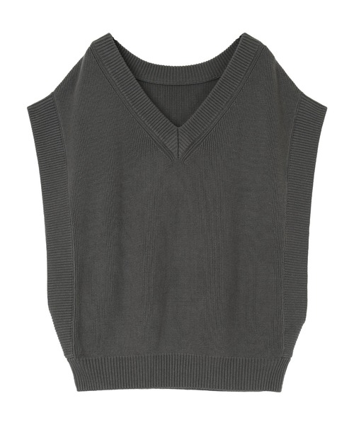 オーバーサイズVネックニットベスト（ニット/セーター）｜titivate