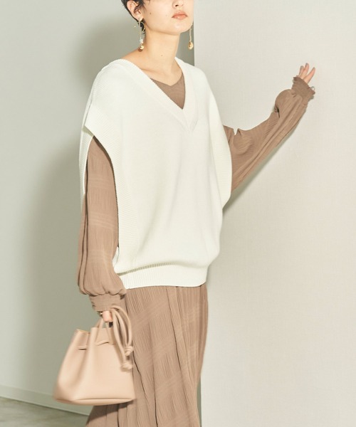 オーバーサイズVネックニットベスト（ニット/セーター）｜titivate