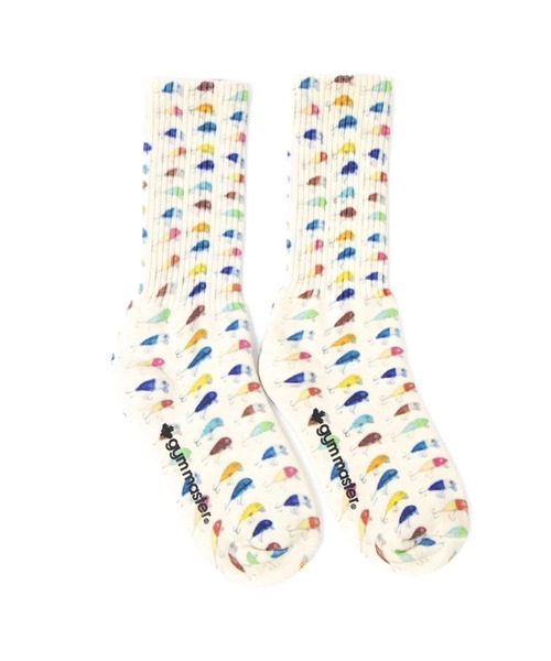 gym master(ジムマスター)の「gym master/ジムマスター ハッピーペイントクルーソックス(ソックス/靴下・メンズ・ホワイト/ブラック/その他1/アイボリー/イエロー/ロイヤルブルー・MEDIUM/LARGE)」の4枚目の写真