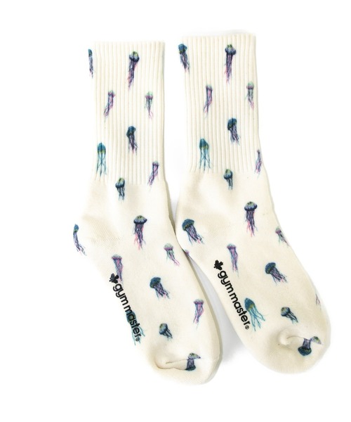 gym master(ジムマスター)の「gym master/ジムマスター ハッピーペイントクルーソックス(ソックス/靴下・メンズ・ホワイト/ブラック/その他1/アイボリー/イエロー/ロイヤルブルー・MEDIUM/LARGE)」の1枚目の写真