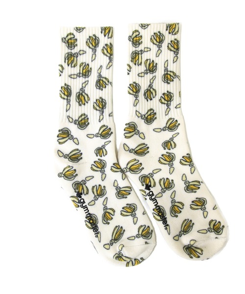 gym master(ジムマスター)の「gym master/ジムマスター ハッピーペイントクルーソックス(ソックス/靴下・メンズ・ホワイト/ブラック/その他1/アイボリー/イエロー/ロイヤルブルー・MEDIUM/LARGE)」の5枚目の写真