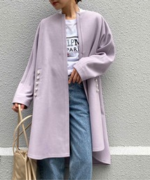 ウール混パールボタンコート