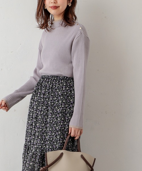 natural couture(ナチュラルクチュール)の「配色ラインリブニット(ニット/セーター・レディース・ネイビー/オレンジ/アイボリー/ラベンダー/ライトベージュ・FREE)」の22枚目の写真