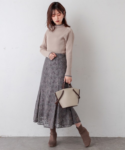 natural couture(ナチュラルクチュール)の「配色ラインリブニット(ニット/セーター・レディース・ネイビー/オレンジ/アイボリー/ラベンダー/ライトベージュ・FREE)」の13枚目の写真