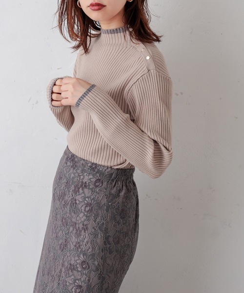 natural couture(ナチュラルクチュール)の「配色ラインリブニット(ニット/セーター・レディース・ネイビー/オレンジ/アイボリー/ラベンダー/ライトベージュ・FREE)」の12枚目の写真