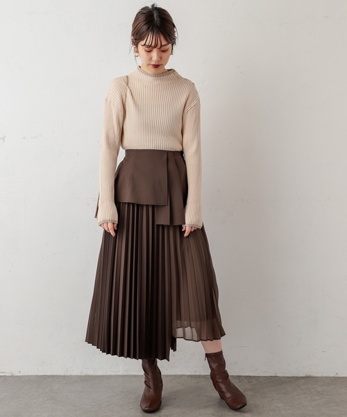 natural couture(ナチュラルクチュール)の「配色ラインリブニット(ニット/セーター・レディース・ネイビー/オレンジ/アイボリー/ラベンダー/ライトベージュ・FREE)」の9枚目の写真