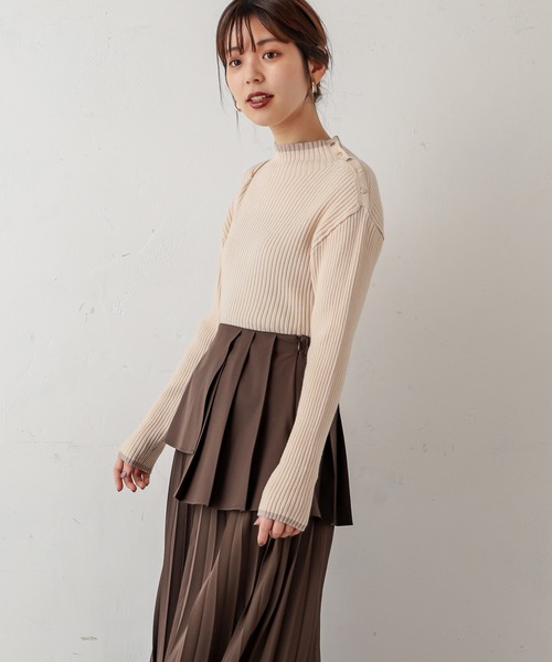natural couture(ナチュラルクチュール)の「配色ラインリブニット(ニット/セーター・レディース・ネイビー/オレンジ/アイボリー/ラベンダー/ライトベージュ・FREE)」の6枚目の写真