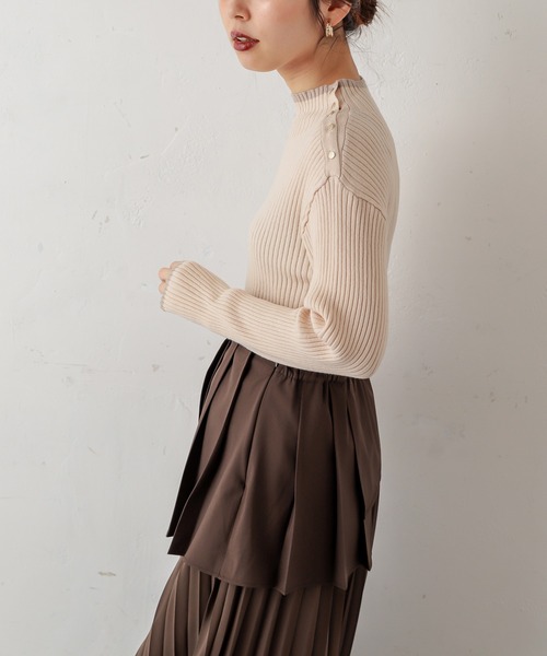 natural couture(ナチュラルクチュール)の「配色ラインリブニット(ニット/セーター・レディース・ネイビー/オレンジ/アイボリー/ラベンダー/ライトベージュ・FREE)」の7枚目の写真