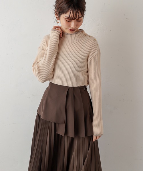 natural couture(ナチュラルクチュール)の「配色ラインリブニット(ニット/セーター・レディース・ネイビー/オレンジ/アイボリー/ラベンダー/ライトベージュ・FREE)」の8枚目の写真
