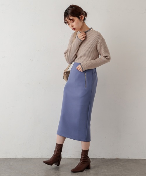 natural couture(ナチュラルクチュール)の「配色ラインリブニット(ニット/セーター・レディース・ネイビー/オレンジ/アイボリー/ラベンダー/ライトベージュ・FREE)」の15枚目の写真