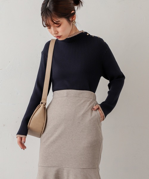 natural couture(ナチュラルクチュール)の「配色ラインリブニット(ニット/セーター・レディース・ネイビー/オレンジ/アイボリー/ラベンダー/ライトベージュ・FREE)」の16枚目の写真