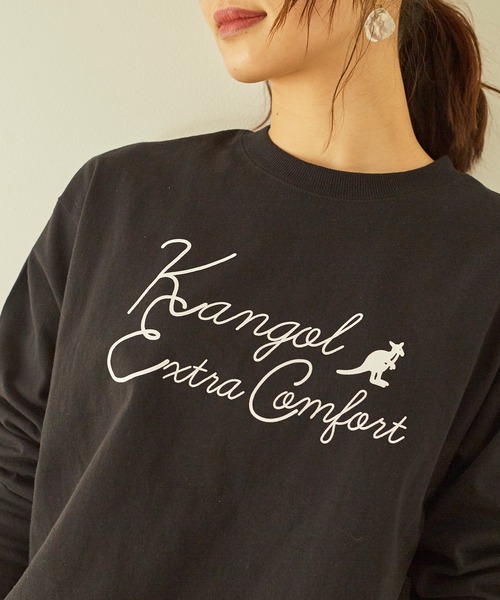 KANGOL EXTRA COMFORT(カンゴールエクストラコンフォート)の「BIGロゴ ベーシックロングTシャツ(Tシャツ/カットソー・レディース・クリーム/ライトベージュ/オフホワイト/サックスブルー/ブラック/チャコールグレー・LL/M/L)」の12枚目の写真