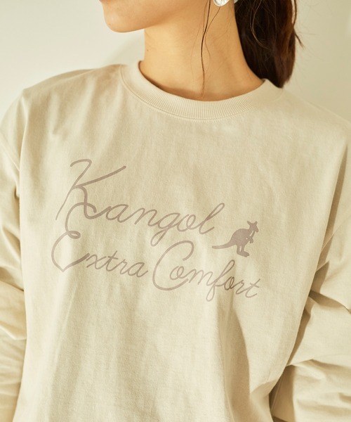 KANGOL EXTRA COMFORT(カンゴールエクストラコンフォート)の「BIGロゴ ベーシックロングTシャツ(Tシャツ/カットソー・レディース・クリーム/ライトベージュ/オフホワイト/サックスブルー/ブラック/チャコールグレー・LL/M/L)」の22枚目の写真