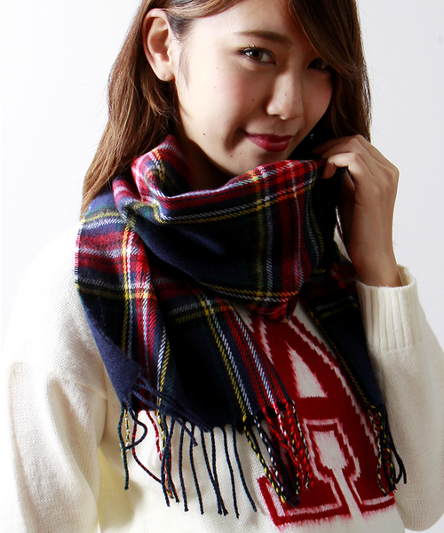 WEGO（ウィゴー）の「WEGO/チェックマフラー（マフラー・メンズ・ホワイト/ホワイト系その他/ブラック/グレー/グリーン/ブルー/ピンク/レッド/レッド系その他/ワイン・FREE）」の7枚目の写真