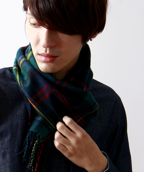 WEGO（ウィゴー）の「WEGO/チェックマフラー（マフラー・メンズ・ホワイト/ホワイト系その他/ブラック/グレー/グリーン/ブルー/ピンク/レッド/レッド系その他/ワイン・FREE）」の6枚目の写真