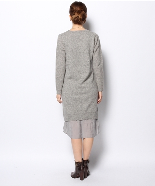 Ray BEAMS（レイビームス）の「Ray BEAMS / 裾切り替え ニットロングワンピース（ワンピース・レディース・シルバー/ネイビー・ONE SIZE）」の12枚目の写真