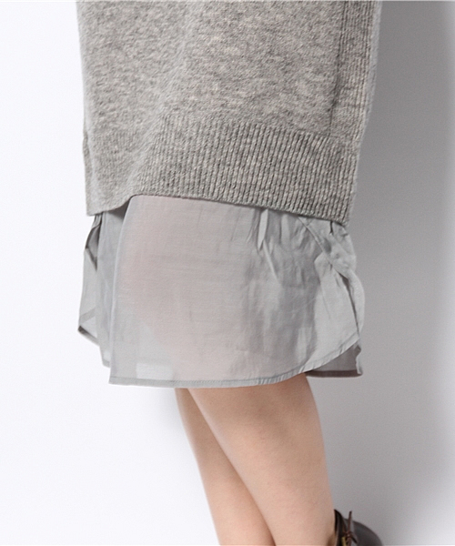 Ray BEAMS（レイビームス）の「Ray BEAMS / 裾切り替え ニットロングワンピース（ワンピース・レディース・シルバー/ネイビー・ONE SIZE）」の15枚目の写真