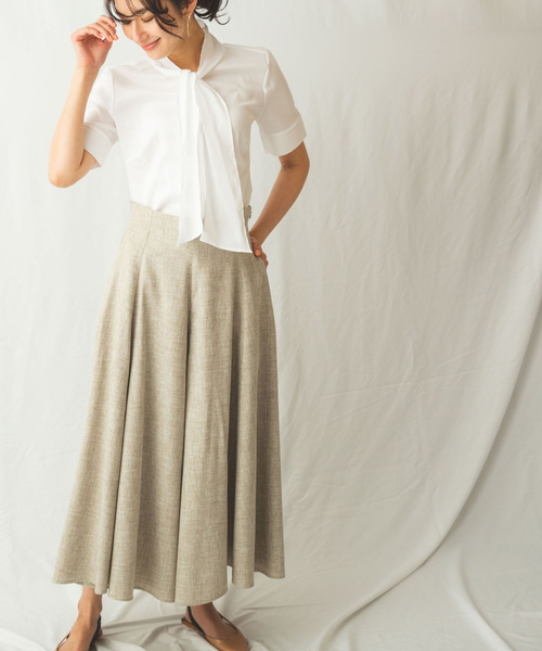 NARACAMICIE（ナラカミーチェ）の「麻調合繊2WAYリボン付きフレアパンツ（その他パンツ・レディース・ベージュ・MEDIUM）」の7枚目の写真