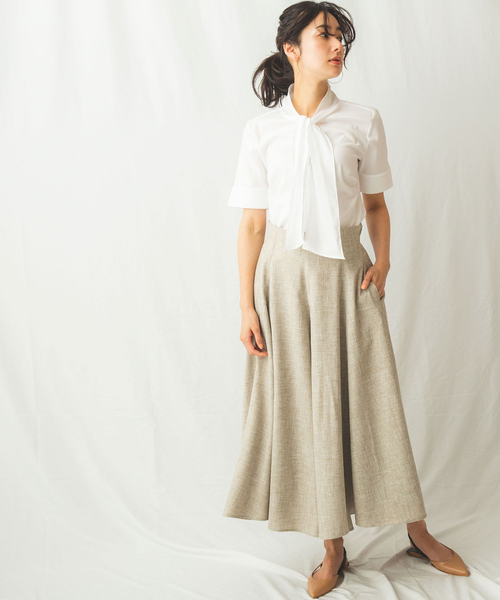 NARACAMICIE（ナラカミーチェ）の「麻調合繊2WAYリボン付きフレアパンツ（その他パンツ・レディース・ベージュ・MEDIUM）」の8枚目の写真