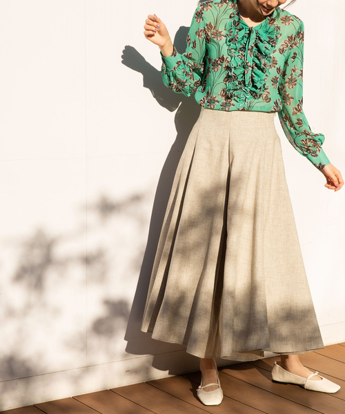 NARACAMICIE（ナラカミーチェ）の「麻調合繊2WAYリボン付きフレアパンツ（その他パンツ・レディース・ベージュ・MEDIUM）」の14枚目の写真