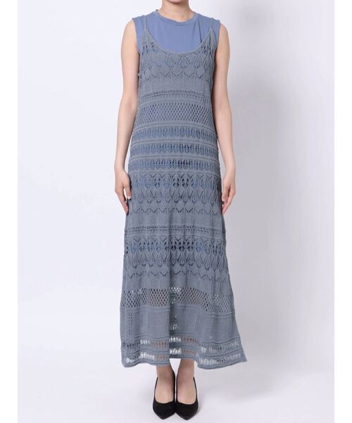 LAGUNAMOON（ラグナムーン）の「編み柄レイヤードニットワンピース（ワンピース・レディース・ブラウン/ホワイト/ブルー・SMALL/MEDIUM）」の8枚目の写真