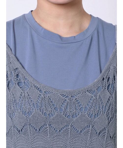 LAGUNAMOON（ラグナムーン）の「編み柄レイヤードニットワンピース（ワンピース・レディース・ブラウン/ホワイト/ブルー・SMALL/MEDIUM）」の4枚目の写真