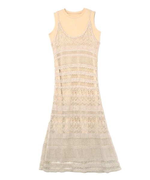 LAGUNAMOON（ラグナムーン）の「編み柄レイヤードニットワンピース（ワンピース・レディース・ブラウン/ホワイト/ブルー・SMALL/MEDIUM）」の7枚目の写真