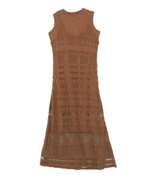 LAGUNAMOON（ラグナムーン）の「編み柄レイヤードニットワンピース（ワンピース・レディース・ブラウン/ホワイト/ブルー・SMALL/MEDIUM）」の10枚目の写真