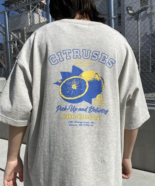 PBLIM(ページボーイリム)の「【PAGEBOYLIM】フルーツショップT(Tシャツ/カットソー・レディース・オートミール/チャコール・MEDIUM/LARGE)」の3枚目の写真