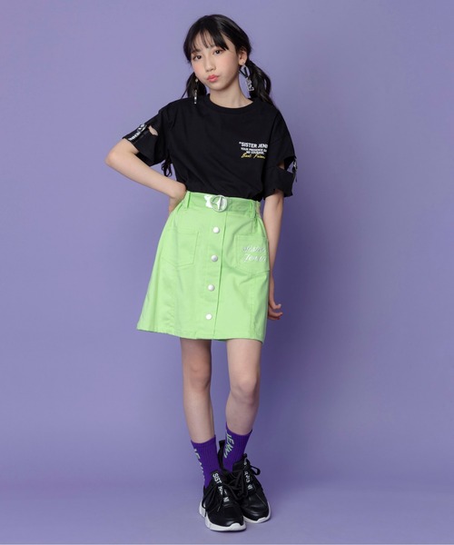 SISTER JENNI（SISTER JENNI）の「ロゴテープ切替Tシャツ（Tシャツ/カットソー・キッズ・ベージュ/オフホワイト/ブラック・130cm/140cm/150cm/160cm）」の5枚目の写真