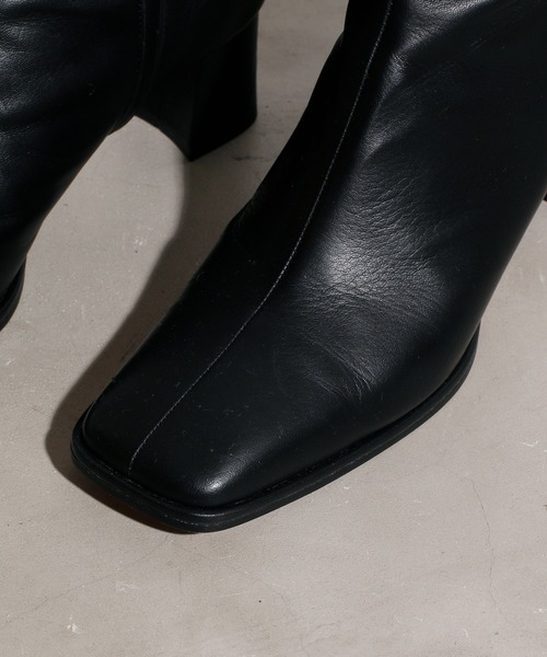 JANESMITH（ジェーンスミス）の「JANESMITH ジェーンスミス / SQUARE TOE SHORT BOOTS スクエアトゥショートレザーブーツ / 21WSHO-#912L（ブーツ・レディース・キナリ/バーガンディー/ブラック/シルバー・35.5/36/36.5/37/37.5/38）」の6枚目の写真