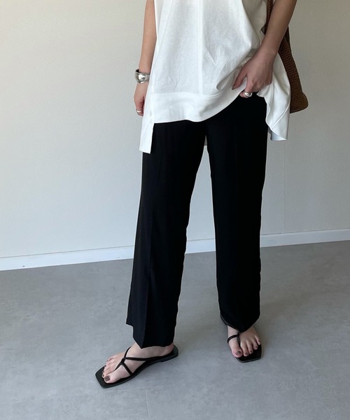 y/m by misato（イムバイミサト）の「テロトラウザーパンツ（スラックス・レディース・ブラック/グリーン/オレンジ/ベージュ・FREE）」の2枚目の写真