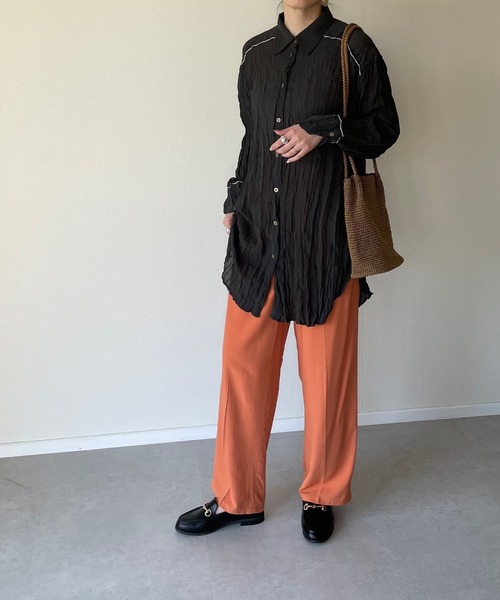 y/m by misato（イムバイミサト）の「テロトラウザーパンツ（スラックス・レディース・ブラック/グリーン/オレンジ/ベージュ・FREE）」の6枚目の写真