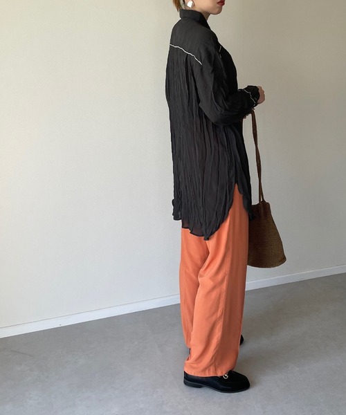 y/m by misato（イムバイミサト）の「テロトラウザーパンツ（スラックス・レディース・ブラック/グリーン/オレンジ/ベージュ・FREE）」の22枚目の写真