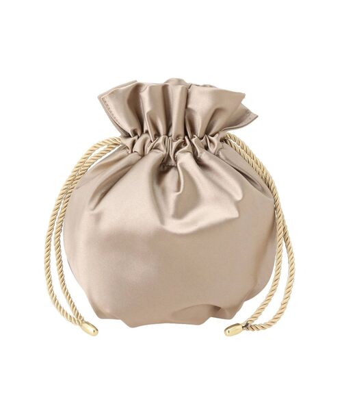 LAGUNAMOON(ラグナムーン)の「LADY巾着サテンBAG(ハンドバッグ・レディース・ゴールド・FREE)」の1枚目の写真